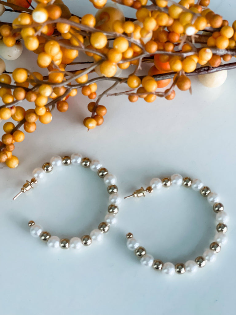 "Golden Shimmer" Pearl Hoops